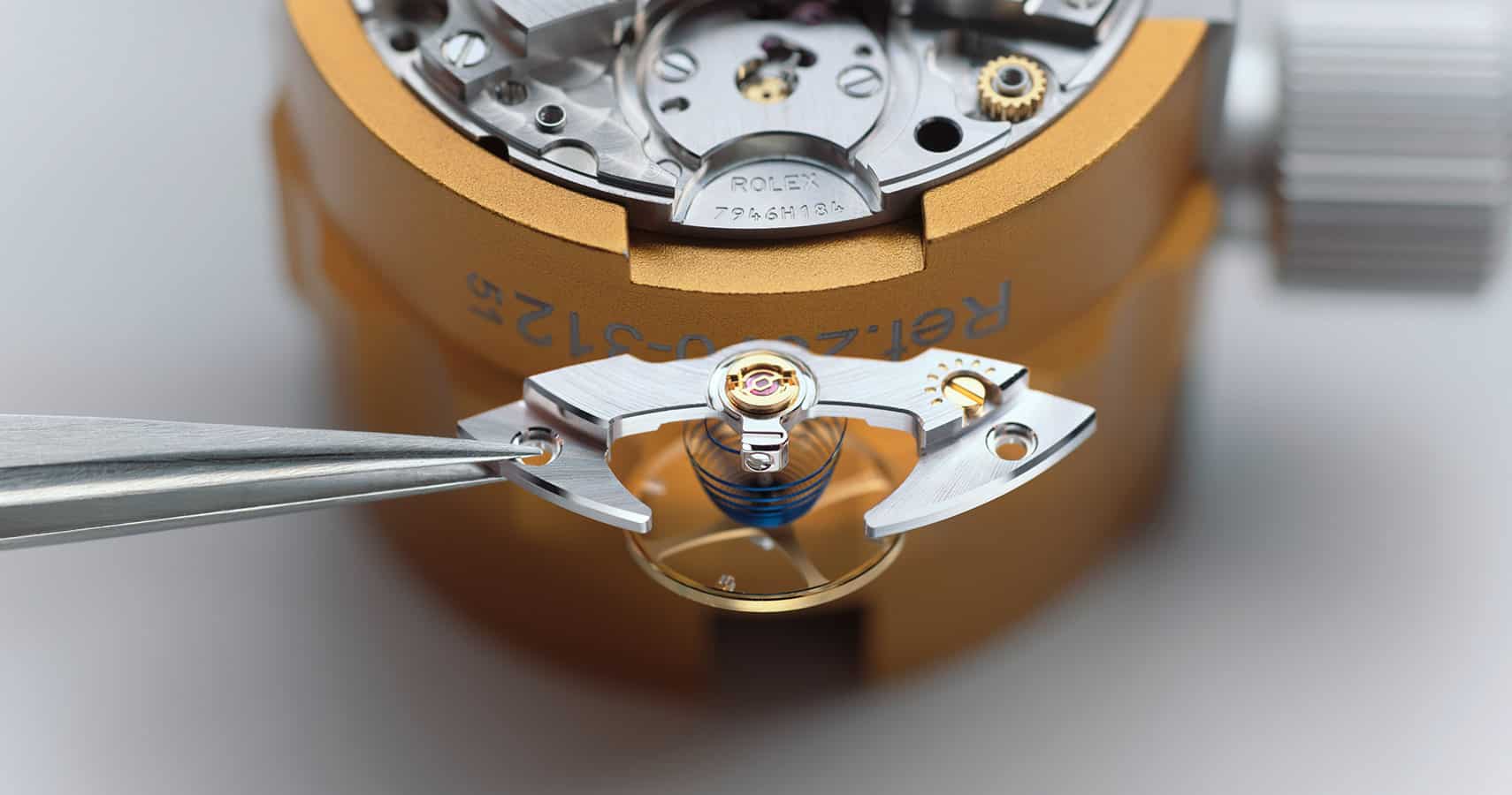 Rolex watch being assembled